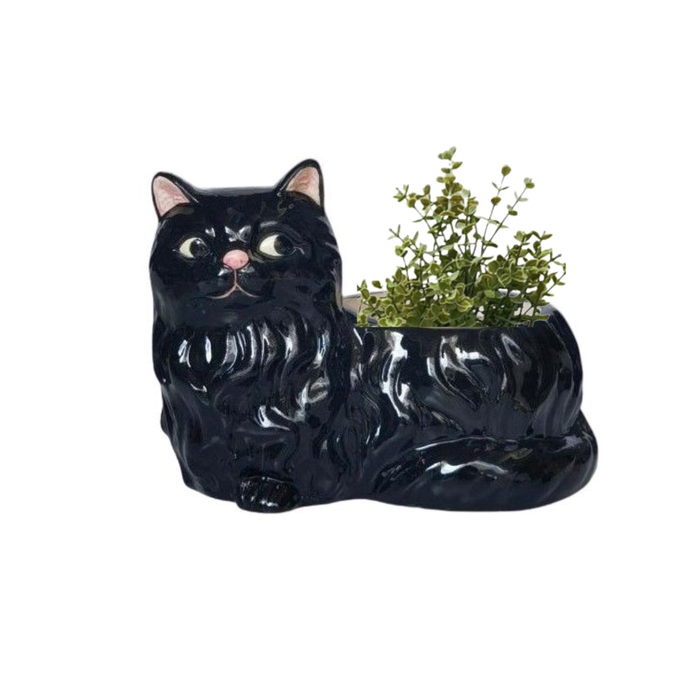 Winston Cat Planter Black 15cm