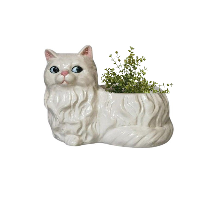 Winston Cat Planter White 15cm