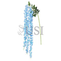 Wisteria Hanging Flower Cluster Spray x3, 66in, Blue