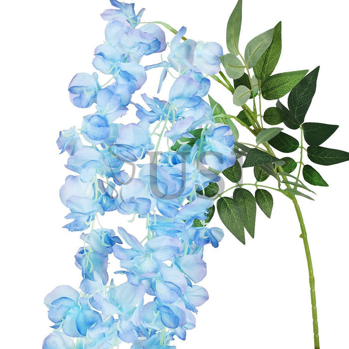 Wisteria Hanging Flower Cluster Spray x3, 66in, Blue