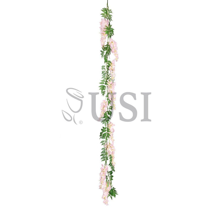 Wisteria Hanging Flower Garland x9, 6ft, Blush Pink