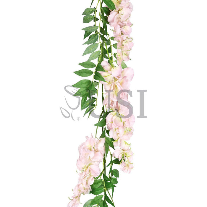 Wisteria Hanging Flower Garland x9, 6ft, Blush Pink