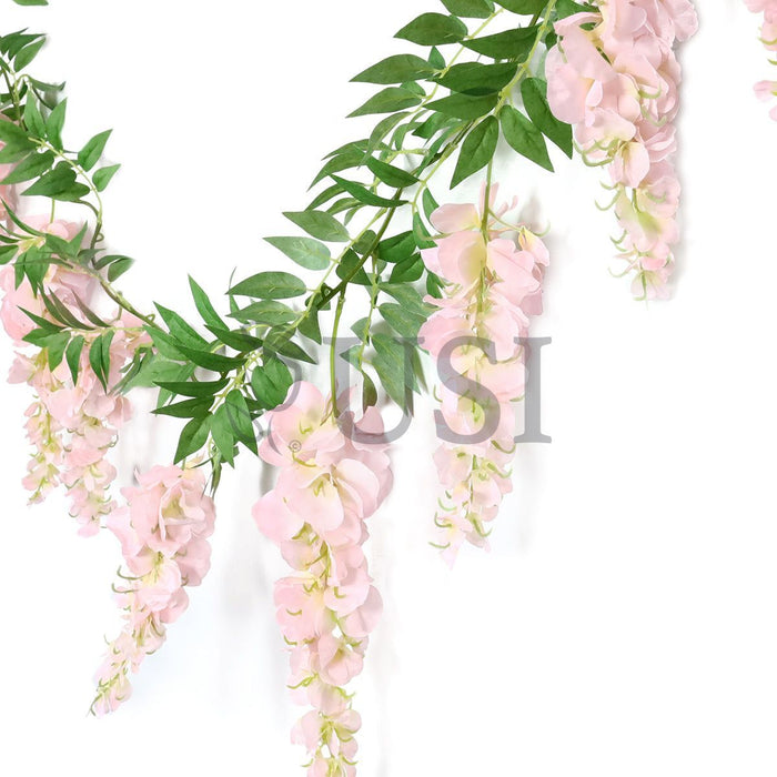 Wisteria Hanging Flower Garland x9, 6ft, Blush Pink