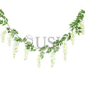 Wisteria Hanging Flower Garland x9, 6ft, Cream White