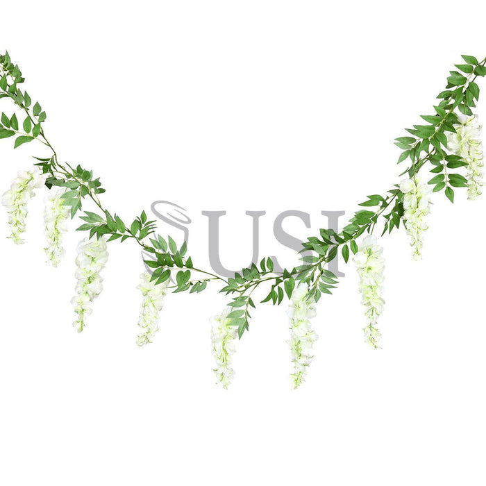 Wisteria Hanging Flower Garland x9, 6ft, Cream White