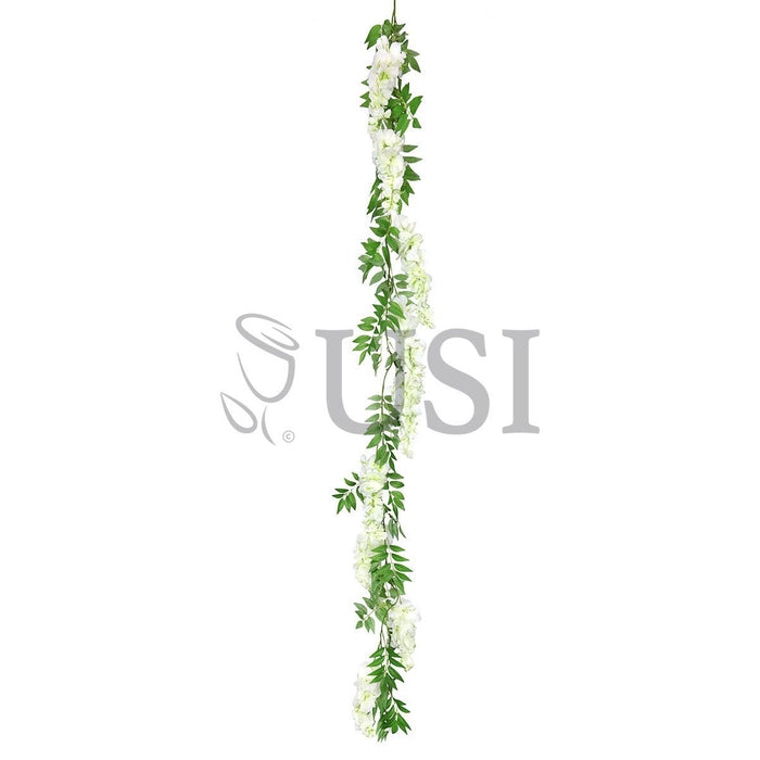 Wisteria Hanging Flower Garland x9, 6ft, Cream White