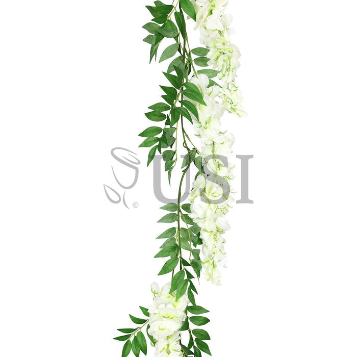 Wisteria Hanging Flower Garland x9, 6ft, Cream White