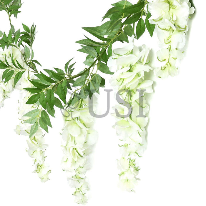 Wisteria Hanging Flower Garland x9, 6ft, Cream White
