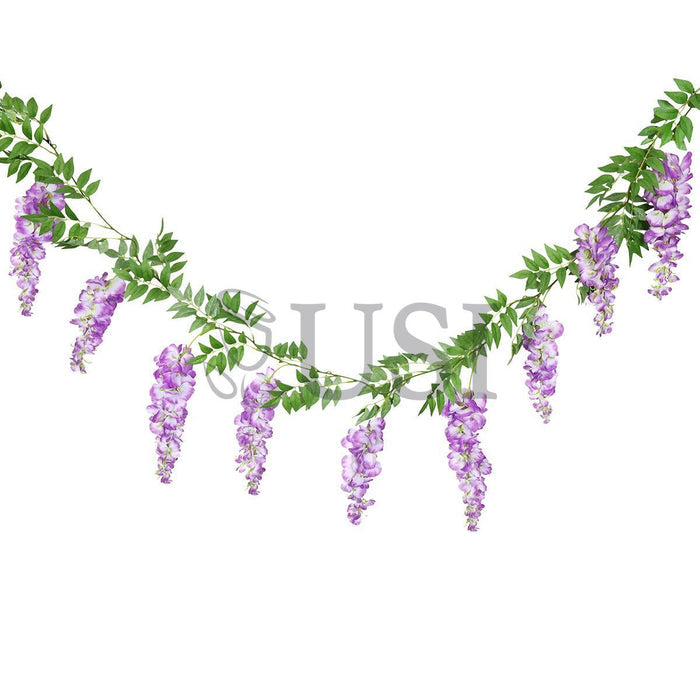 Wisteria Hanging Flower Garland x9, 6ft, Lavender
