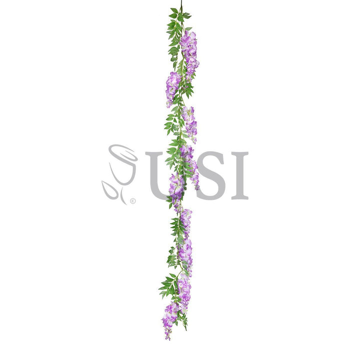 Wisteria Hanging Flower Garland x9, 6ft, Lavender