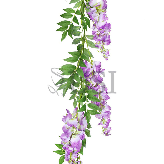 Wisteria Hanging Flower Garland x9, 6ft, Lavender