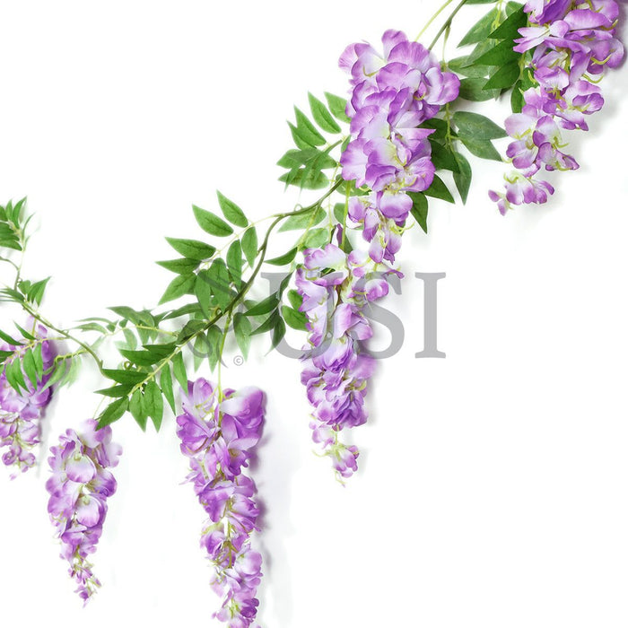 Wisteria Hanging Flower Garland x9, 6ft, Lavender