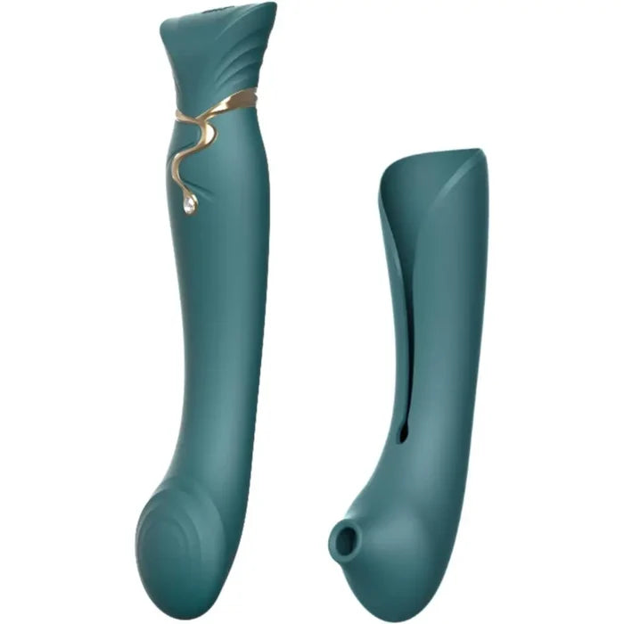 Zalo Queen G-Spot PulseWave™ Vibrator with Suction Sleeve Green