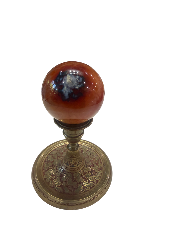 zExclusive Carnelian Agate Polished Sphere — top-down view