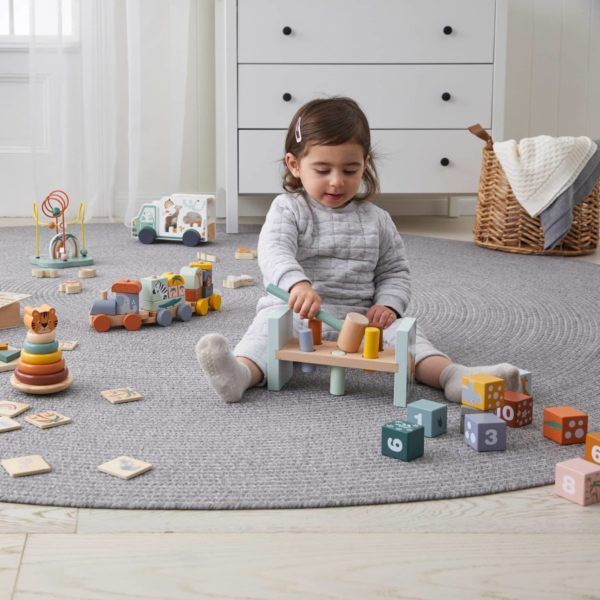 zookabee wooden hammer and bench for babies